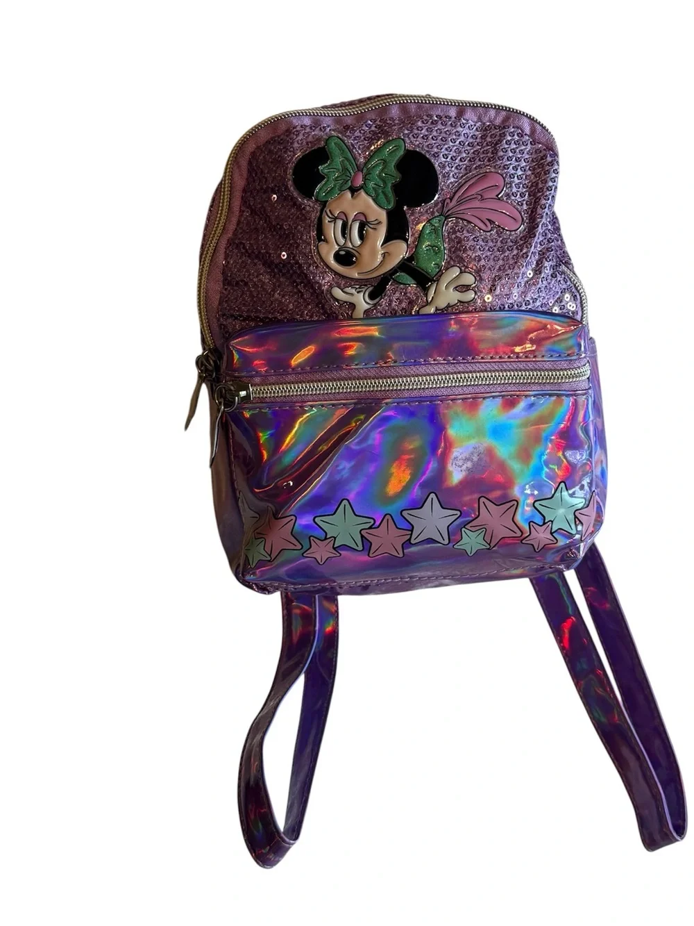 Disney Minnie Mouse Holographic Purple Iridescent Mini Backpack Kids